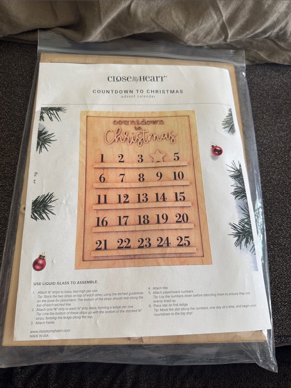 Close to My Heart Natural Wood Countdown to Christmas Advent Calendar